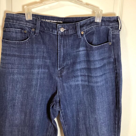 Talbots Women's Flawless High Waist Modern Ankle Blue Jeans Size 14 Straight Leg - Picture 2 of 9